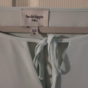Haute Hippie mint green long sleeve shirt, size 1x